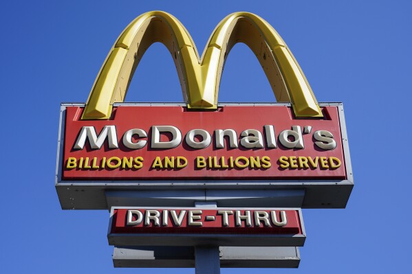 A McDonald's sign is seen in Philadelphia, Monday, April 26, 2021. (AP Photo/Matt Rourke, File)