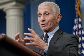 FILE - Dr. Anthony Fauci, Director of the National Institute of Allergy and Infectious Diseases, speaks during a press briefing at the White House, Tuesday, Nov. 22, 2022, in Washington. Viking announced Thursday that Fauci's memoir, 鈥淥n Call: A Doctor鈥檚 Journey in Public Service鈥� will be published in June 18. (AP Photo/Patrick Semansky, File)
