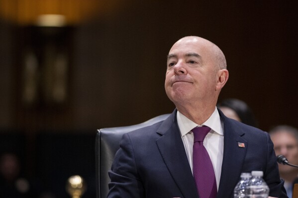 Homeland Security Secretary Alejandro Mayorkas testifies during a hearing of the Senate Appropriations Committee on President Biden's supplemental funding request, on Capitol Hill, Wednesday, Nov. 8, 2023, in Washington. (AP Photo/Alex Brandon)