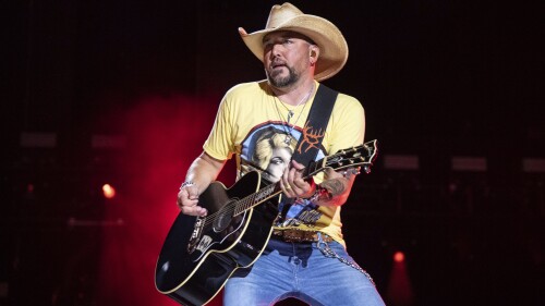 FILE - Jason Aldean performs during CMA Fest 2022 in Nashville, Tenn., on June 9, 2022. Country Music Television removed Aldean's music video for the newly released single “Try That in a Small Town.