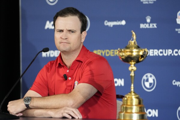 FILE - United States Ryder Cup captain Zach Johnson attends a press conference on the occasion of The Year to Go event in Rome, Tuesday, Oct. 4, 2022. Johnson will announce his six captain's picks after the Tour Championship. (AP Photo/Alessandra Tarantino, File)