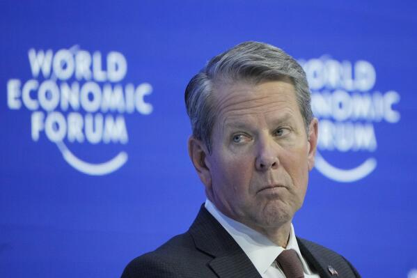 FILE - Georgia Gov. Brian Kemp attends a panel at the World Economic Forum in Davos, Switzerland, Jan. 17, 2023. The Republican governor is setting off for a weeklong trade mission to Israel in late May 2023. (AP Photo/Markus Schreiber, File)