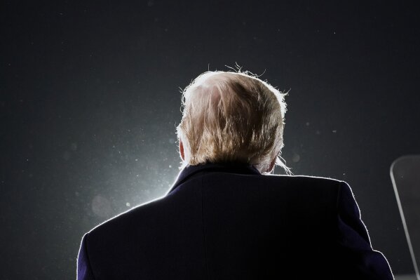 President Donald Trump speaks at a campaign rally at Des Moines International Airport, Wednesday, Oct. 14, 2020, in Des Moines, Iowa. (AP Photo/Alex Brandon)