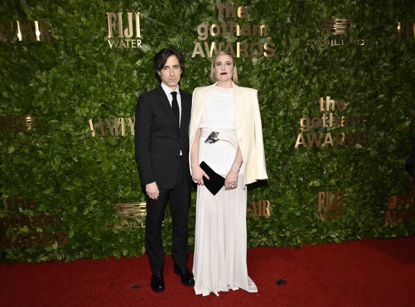 Noah Baumbach, left, and Greta Gerwig attend the Gotham Independent Film Awards at Cipriani Wall Street on Monday, Nov. 27, 2023, in New York. (Photo by Evan Agostini/Invision/AP)