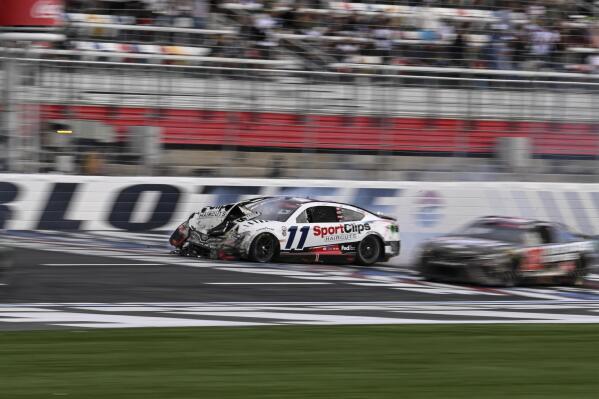 Denny Hamlin's car was worse for wear after the Coke Zero 400 on Saturday,  July 2, 2011, at the Daytona International Speedway in Daytona, Florida.  Hamlin, involved in a crash at the