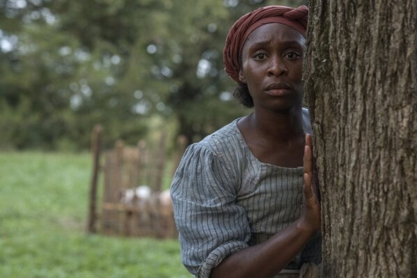 This image released by Focus Features shows Cynthia Erivo as Harriet Tubman in a scene from "Harriet." On Monday, Jan. 13, Erivo was nominated for an Oscar for best actress for her role in the film. (Glen Wilson/Focus Features via AP)