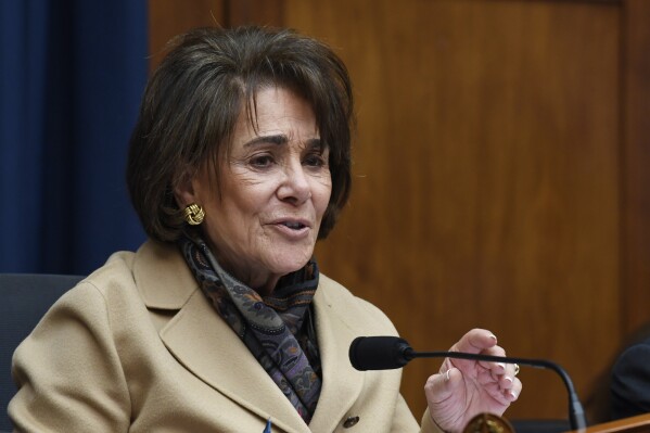 FILE - House Commerce subcommittee chair Rep. Anna Eshoo, D-Calif., speaks, Feb. 26, 2020, during a hearing on the budget and the coronavirus threat, on Capitol Hill in Washington. Eshoo announced Tuesday she is not running for reelection next year, which marks the end of her more than three decades in Congress representing California鈥檚 Silicon Valley. (AP Photo/Susan Walsh, File )