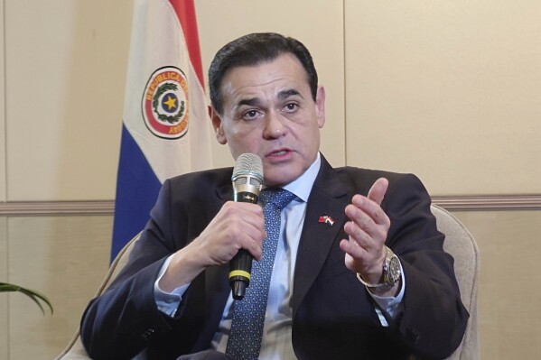 Paraguay Foreign Minister Rubén Ramírez Lezcano speaks during a press conference during his visit in Taipei, Taiwan, Nov. 29, 2024. (AP Photo/Chiang Ying-ying, File)