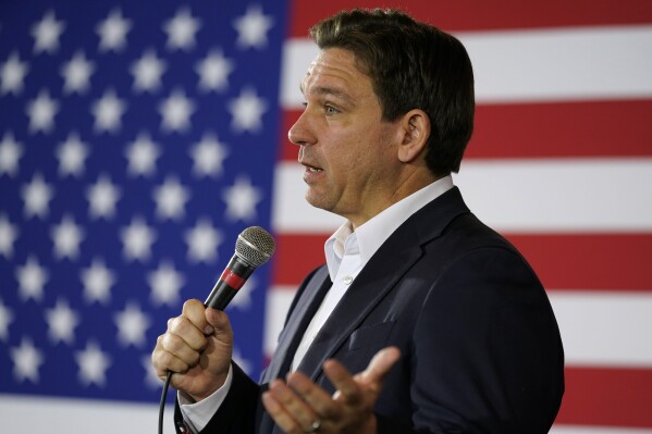 Republican presidential candidate Florida Gov. Ron DeSantis speaks during a meet and greet, Thursday, Dec. 7, 2023, in Cedar Rapids, Iowa. (AP Photo/Charlie Neibergall)