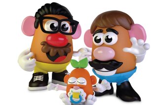 This photo provided by Hasbro shows the new Potato Head world. Hasbro created confusion on Thursday, Feb. 25, 2021, when it removed the gender from its Mr. Potato Head brand, but not from the actual toy. The company, which has been making the potato-shaped plastic toy for nearly 70 years, announced that it was dropping Mr. from the brand in an effort to make sure “all feel welcome in the Potato Head world.” Hasbro clarified in a tweet that the Mr. and Mrs. Potato Head characters will still exist, names and all, but the branding on the box will say “Potato Head.” (Hasbro via AP)