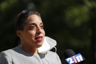 FILE - In this Aug. 5, 2020, file photo, St. Louis Circuit Attorney Kim Gardner speaks a news conference in St. Louis. Alan Pratzel, Missouri's chief disciplinary counsel, contends in a court document obtained by the St. Louis Posts-Dispatch, that there is probable cause to believe that Gardner concealed details about the Greitens investigation from her subordinates regarding notes taken during interviews with witnesses and that she failed to disclose favorable evidence to Greitens’ lawyers. (AP Photo/Jeff Roberson, File)