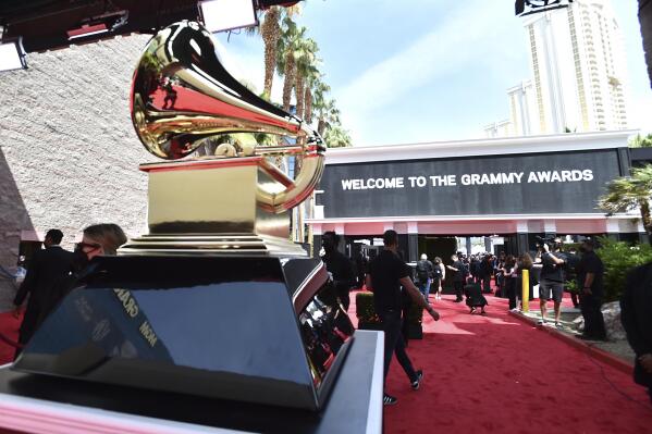 A view of the red carpet at the 64th Annual Grammy Awards at the MGM Grand Garden Arena on Sunday, April 3, 2022, in Las Vegas. (Photo by Jordan Strauss/Invision/AP)