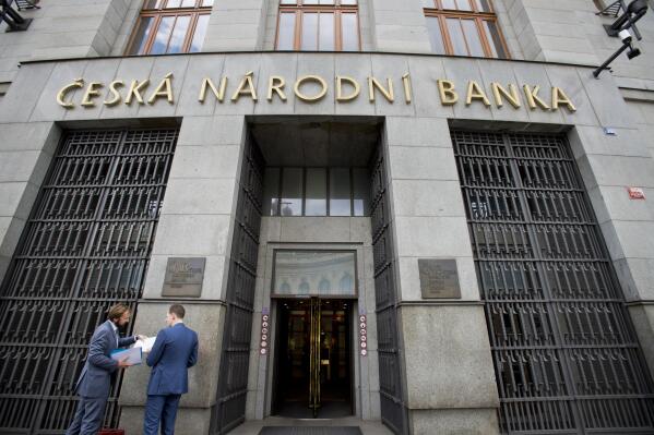 Czech National Bank (CNB), the central bank of the Czech Republic, is shown on April 7, 2016, in Prague, Czech Republic. The Czech Republic’s central bank has raised its key interest rate significantly as it tries to combat soaring inflation. The hike of a percentage point and a quarter brought the interest rate to 7.00%, the highest level since early 1999. It was the ninth straight increase since June 2021. (Vit Simanek/CTK via AP)