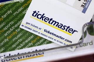 FILE - Ticketmaster tickets and gift cards are shown at a box office in San Jose, Calif., on May 11, 2009. A pre-sale for Swift's U.S. tour next year resulted in crash after crash on Ticketmaster. A pre-sale for Swift's U.S. tour next year resulted in crash after crash on Ticketmaster. (AP Photo/Paul Sakuma, File)