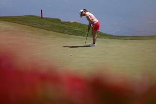 Ayaka Furue putts on the ninth green during the first day of round-robin play in the LPGA Bank of Hope Match Play golf tournament Wednesday, May 24, 2023, in North Las Vegas, Nev. (AP Photo/John Locher)