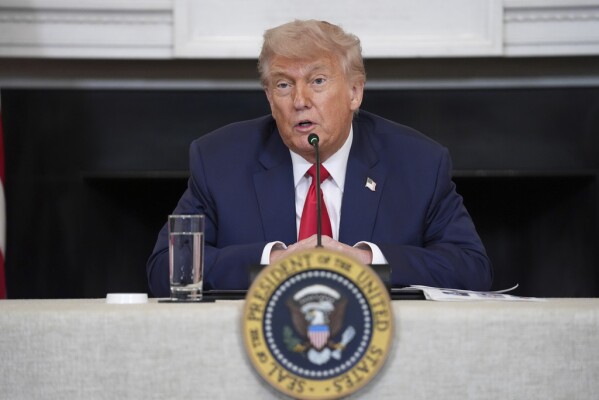 President Donald Trump speaks during an
