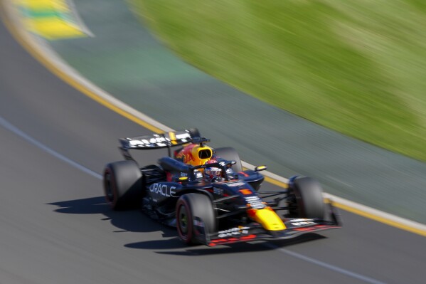 Red Bull driver Max Verstappen of the Netherlands steers his car during the qualifying session for the Australian Formula One Grand Prix at Albert Park, in Melbourne, Australia, Saturday, March 23, 2024. (AP Photo/Asanka Brendon Ratnayake)