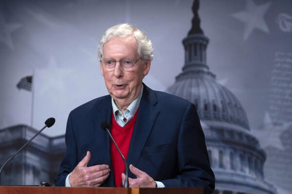 Senate Minority Leader Mitch McConnell R-Ky. speaks during a news conference at the Capitol in Washington, Nov. 6, 2024. (AP Photo/Jose Luis Magana, File)