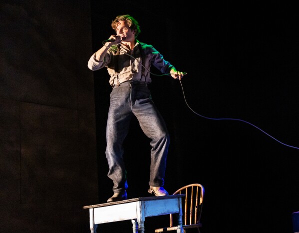 This image released by DKC/O+M shows Andrew Durand during a performance of “Dead Outlaw.