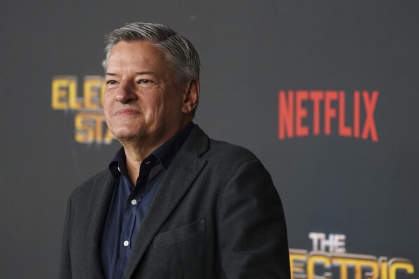Ted Sarandos arrives at the premiere of "The Electric State" on Monday, Feb. 24, 2025, at The Egyptian Theatre in Los Angeles. (Photo by Jordan Strauss/Invision/AP, File)