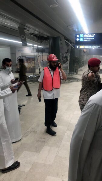 This photograph released by the state-run Saudi Press Agency shows damage inside Abha Regional Airport after an attack by Yemen's Houthi rebels in Abha, Saudi Arabia, Wednesday, June 12, 2019. Yemen's Iranian-backed Houthi rebels said they attacked the airport with a cruise missile. Saudi officials said the attack wounded more than 20 people. (Saudi Press Agency via AP)
