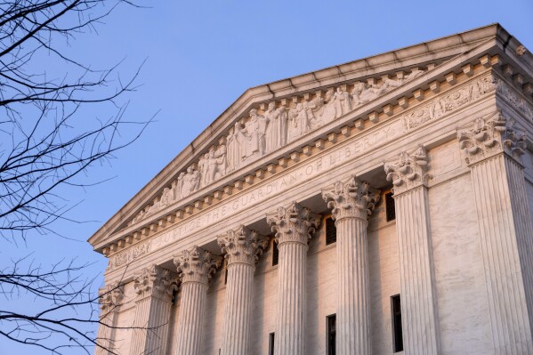 FILE - The Supreme Court of the United States is seen in Washington, March 26, 2024. The Supreme Court is hearing arguments this week with profound legal and political consequences: whether former President Donald Trump is immune from prosecution in a federal case charging him with plotting to overturn the results of the 2020 election. (AP Photo/Amanda Andrade-Rhoades, File)