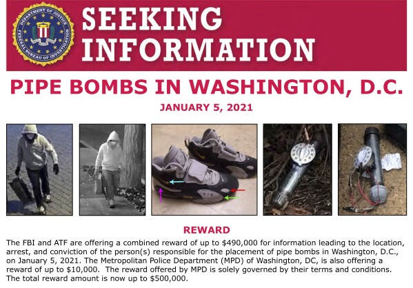 FBI releases new video of suspect planting pipe bomb on eve of Jan. 6 riot | AP News