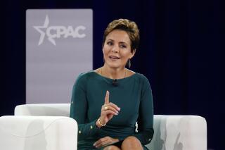 FILE - Kari Lake, Republican candidate for Arizona governor, speaks at the Conservative Political Action Conference (CPAC) on Aug. 5, 2022, in Dallas. Lake is misrepresenting her opponent's legislative record on education in a video being widely shared on social media. (AP Photo/LM Otero, File)