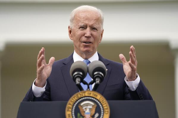President Joe Biden speaks on updated guidance on face mask mandates and COVID-19 response, in the Rose Garden of the White House, Thursday, May 13, 2021, in Washington. (AP Photo/Evan Vucci)
