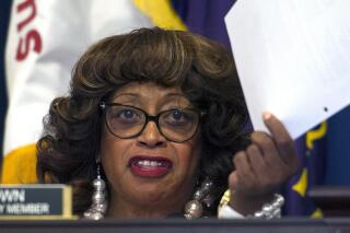 FILE - In this July 22, 2015, file photo, Corrine Brown, D-Fla., speaks at a hearing on Capitol Hill in Washington. Court documents show former U.S. Rep. Corrine Brown, whose initial conviction in a charity fraud case was tossed out by an appeals court, will plead guilty before a second trial. U.S. District Judge Timothy Corrigan scheduled a change of plea hearing Wednesday, May 18 2022 for Brown, a once-powerful Florida Democrat who had previously pleaded not guilty to 18 charges including mail and wire fraud. (AP Photo/Cliff Owen, File)