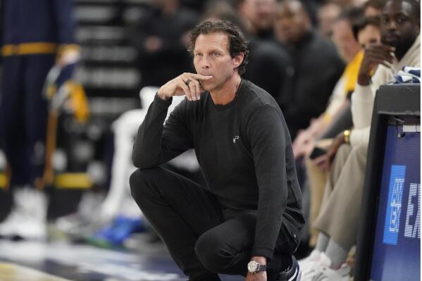 FILE - Utah Jazz head coach Quin Snyder looks on in the first half of Game 4 of an NBA basketball first-round playoff series against the Dallas Mavericks, April 23, 2022, in Salt Lake City. Snyder has been hired as the Atlanta Hawks coach. Terms of the agreement were not immediately disclosed Sunday, Feb. 26, 2023. (AP Photo/Rick Bowmer, File)