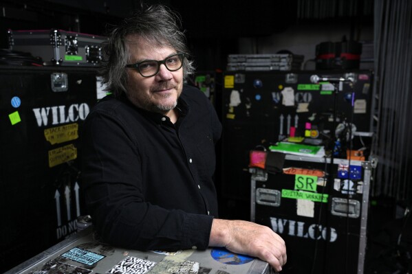 Singer-songwriter Jeff Tweedy of the band Wilco poses for a portrait, Friday, Oct. 6, 2023, at The Theatre at Ace Hotel in Los Angeles to promote his book "World Within a Song: Music That Changed My Life and Life That Changed My Music."r (AP Photo/Chris Pizzello)