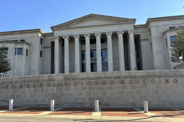 The exterior of the Alabama Supreme Court building in Montgomery, Ala., is shown Tuesday, Feb. 20, 2024. The Alabama Supreme Court ruled, Friday, Feb. 16, 2024, that frozen embryos can be considered children under state law, a ruling critics said could have sweeping implications for fertility treatments. The decision was issued in a pair of wrongful death cases brought by three couples who had frozen embryos destroyed in an accident at a fertility clinic. (AP Photo/Kim Chandler)