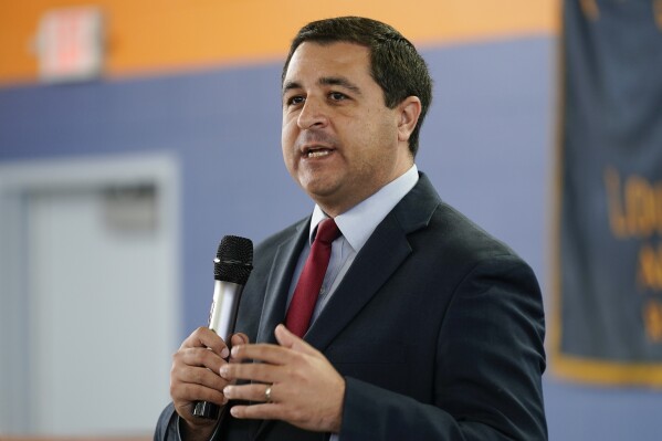 FILE - Wisconsin Attorney General Josh Kaul speaks at a campaign stop on Oct. 27, 2022, in Milwaukee. A Republican prosecutor asked the Wisconsin Supreme Court on Tuesday, Feb. 20, 2024, to decide whether a 174-year-old state law bans abortion in the state without waiting for a ruling from a lower appellate court. Kaul, a Democrat, filed a lawsuit arguing that the law is too old to enforce and conflicts with a 1985 law permitting abortions before fetuses can survive outside the womb. (AP Photo/Morry Gash, File)