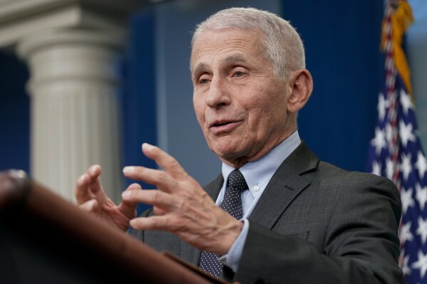 FILE - Dr. Anthony Fauci, Director of the National Institute of Allergy and Infectious Diseases, speaks during a press briefing at the White House, Tuesday, Nov. 22, 2022, in Washington. Viking announced Thursday that Fauci's memoir, “On Call: A Doctor’s Journey in Public Service” will be published in June 18. (AP Photo/Patrick Semansky, File)