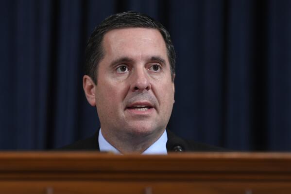 FILE - U.S. Rep. Devin Nunes, R-Calif., speaks on Capitol Hill in Washington, Nov. 21, 2019. A federal judge in Iowa on Tuesday, April 25, 2023, ruled against the former U.S. representative who filed lawsuits claiming he was defamed by articles published by Esquire magazine about his family's Iowa dairy farm. (AP Photo/Susan Walsh, File)