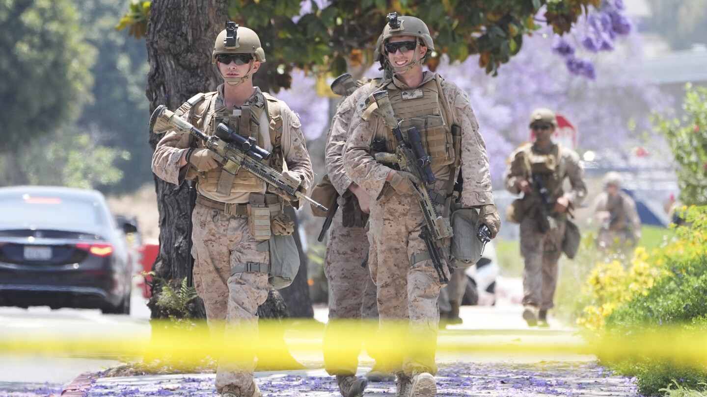 Photos of Marines in Los Angeles as communities across the country prepare for demonstrations - AP News