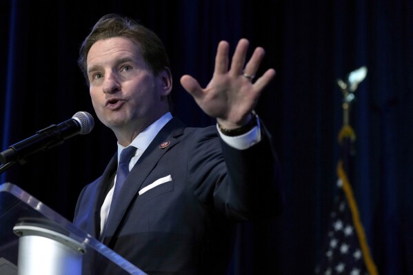FILE - Democratic presidential candidate Rep. Dean Phillips, D-Minn., speaks at South Carolina's 