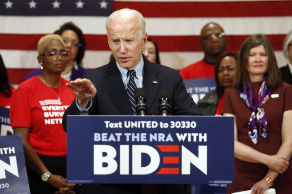 FILE - In this file photo from March 10, 2020, Democratic presidential candidate, former Vice President Joe Biden speaks at a campaign event in Columbus, Ohio. The presidential election outlook in the Buckeye State has gotten a little nuttier. Ohio Republicans are trying to rally and present a united front heading into their party's national convention, following a week when one of their best-known politicians spoke for Biden to the Democrats' convention, and their state attorney general challenged President Donald Trump about his mail policy. (AP Photo/Paul Vernon, File)