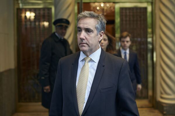 Michael Cohen departs his apartment building on his way to Manhattan criminal court, Thursday, May 16, 2024, in New York. The prosecutors’ star witness in the hush money case against former President Donald Trump is returning to the witness stand as defense lawyers try to chip away at Cohen’s crucial testimony implicating the former president. (AP Photo/Andres Kudacki)