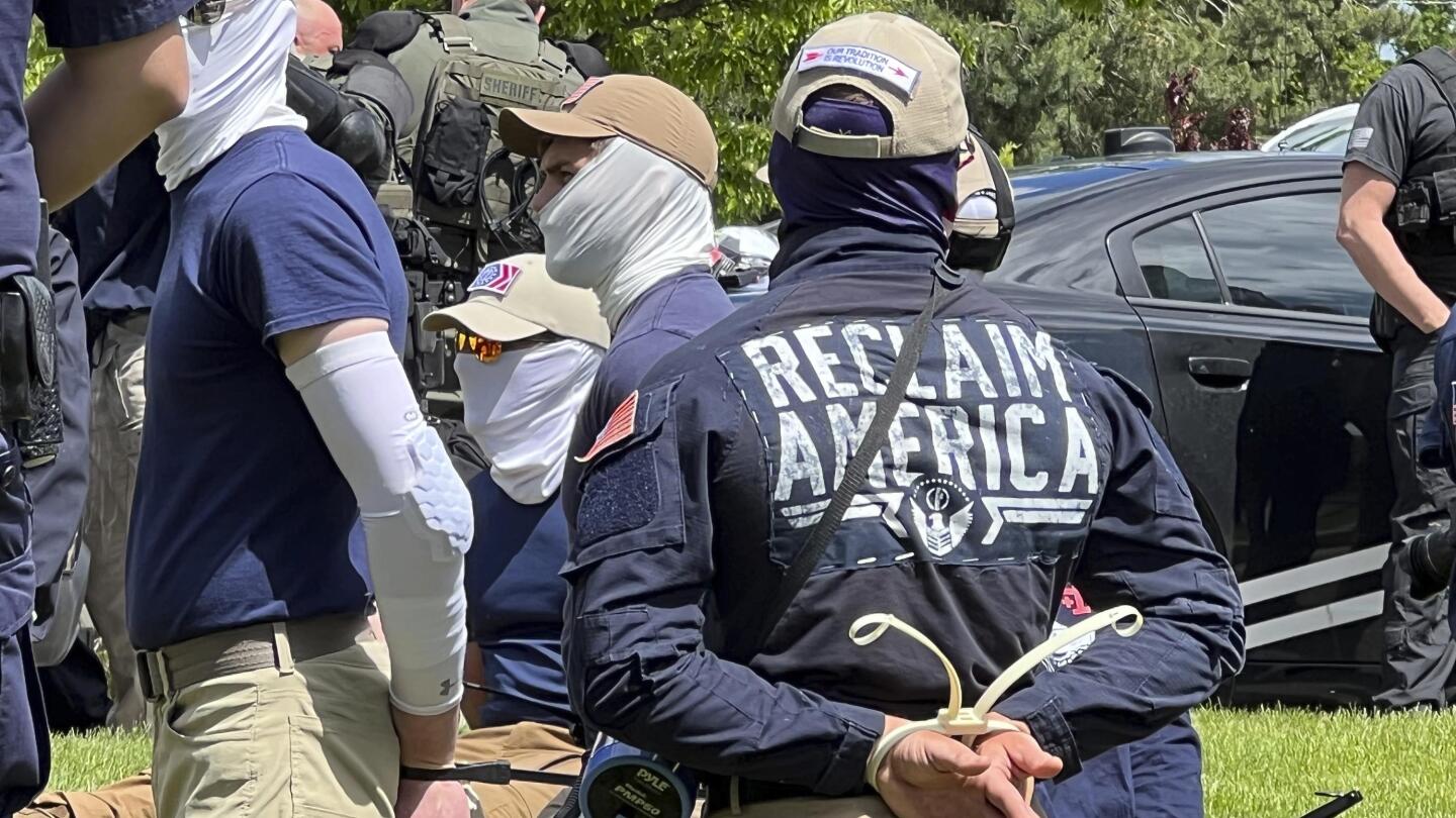 31 Patriot Front members arrested near Idaho pride event AP News