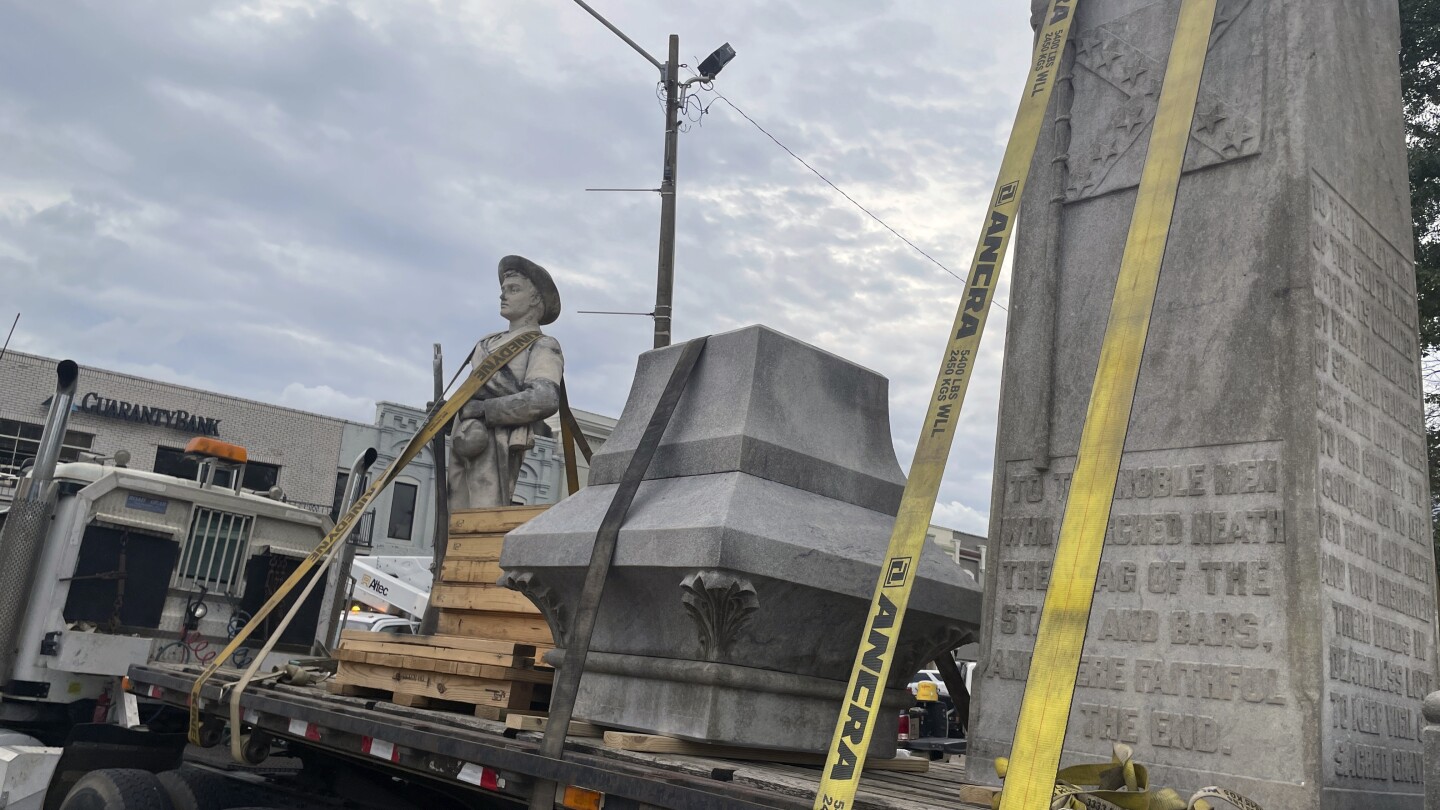 A Mississippi Confederate monument covered for 4 years is moved