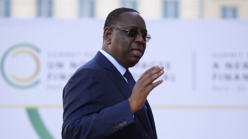 FILE - Senegal's President Macky Sall arrives for the closing session of the New Global Financial Pact Summit, Friday, June 23, 2023 in Paris. Senegalese President Sall declared Monday evening, July 3, that he will not run for a third term in next year's elections, ending years of uncertainty over his political future that had helped fuel deadly opposition protests last month. (AP Photo/Lewis Joly, Pool, File)