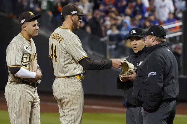 Umps check Padres pitcher Musgrove's ears for sticky stuff