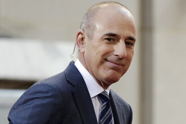 FILE - In this April 21, 2016, file photo, Matt Lauer, co-host of the NBC "Today" television program, appears on set in Rockefeller Plaza, in New York. Matt Lauer accused author Ronan Farrow on Tuesday, May 19, 2020 of shoddy and biased journalism in his book “Catch and Kill” that included what Lauer says is a false accusation that the former “Today” show host raped a co-worker. (AP Photo/Richard Drew, File)
