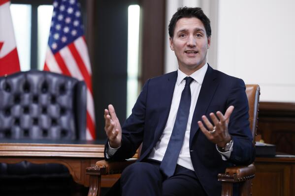 U.S. Secretary of State Antony Blinken meets with Canadian Prime Minister Justin Trudeau during a bilateral meeting, in Ottawa, Ontario, Canada, Thursday, Oct. 27, 2022. (Blair Gable/Pool via AP)