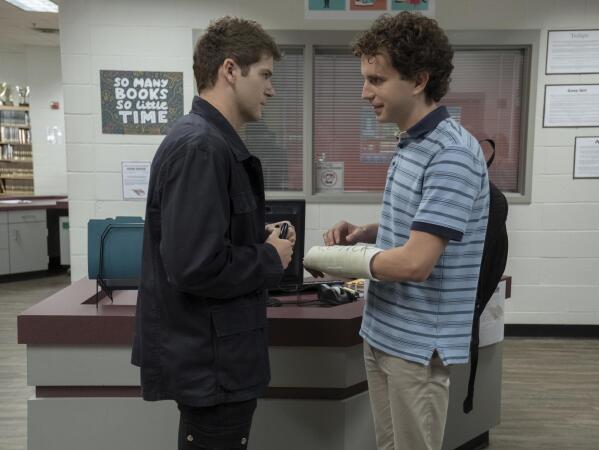 This mage released by Universal Pictures shows Colton Ryan, left, and Ben Platt in a scene from "Dear Evan Hansen." (Erika Doss/Universal Pictures via AP)