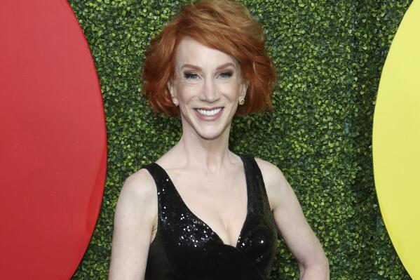 FILE - Comedian Kathy Griffin arrives at the 2018 GQ's Men of the Year Celebration in Beverly Hills, Calif., on Dec. 6, 2018. Griffin has revealed that she is undergoing surgery for lung cancer and her doctors are optimistic she “should be up and running around as usual in a month or less.” The comedian took to Instagram and Twitter Monday to say her cancer is considered stage one and confined to her left lung. (Photo by Willy Sanjuan/Invision/AP, File)