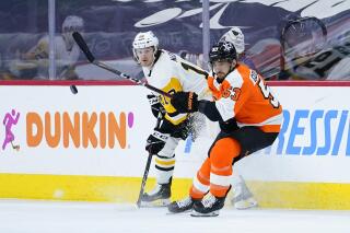 Pittsburgh Penguins' Jared McCann skates during an NHL hockey game