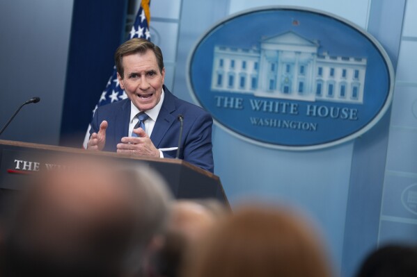National Security Council spokesman John Kirby speaks during a press briefing at the White House, Wednesday, Jan. 31, 2024, in Washington. (AP Photo/Evan Vucci)